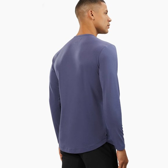 Cuts Clothing Men's Henley Curve Hem Signature Fit Long Sleeve Tee - Moonshadow - Picture 8 of 9